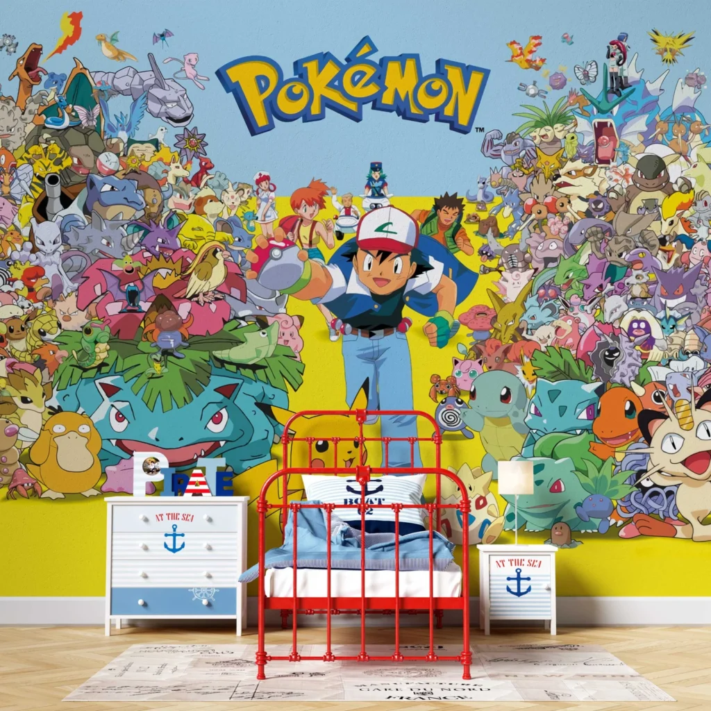 Pokémon Wall Mural – Vibrant Decor for Kids' Rooms and Pokémon Fans -  Wallpaper Wall Murals, image size:1024x1024