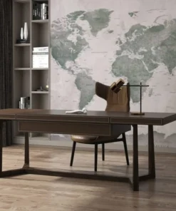 Green World Map Wallpaper – Nature-Inspired Global Decor