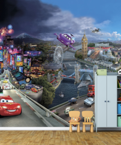 Disney Pixar Cars World Grand Prix Wall Mural – Lightning McQueen’s Global Race Adventure