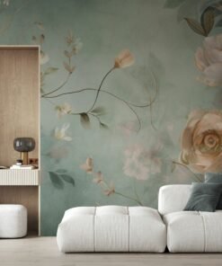 Soft Bloom Elegance Floral Wallpaper Mural for Timeless Living Room Style