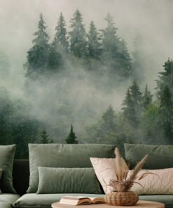Misty Pine Forest Wallpaper
