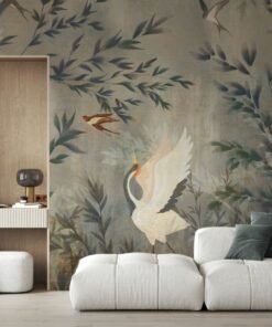 Bird and Crane Nature Inspired Wallpaper