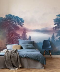 Misty Forest Landscape Wall Mural