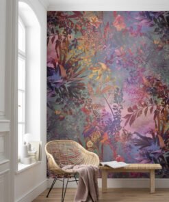 Tropical Bloom Explosion Wall Mural – Colorful Floral Jungle Wallpaper