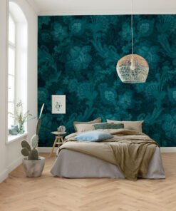 Botanical Floral Blue Wall Mural