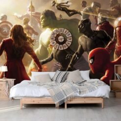Marvel Wallpaper , Superhero Wall Mural , Peel and Stick Wallpaper , Removable Wall Decal , Boys Room Wallpaper , Gaming Room Mural