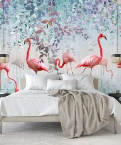 Tropical Flamingo Bloom Wallmural
